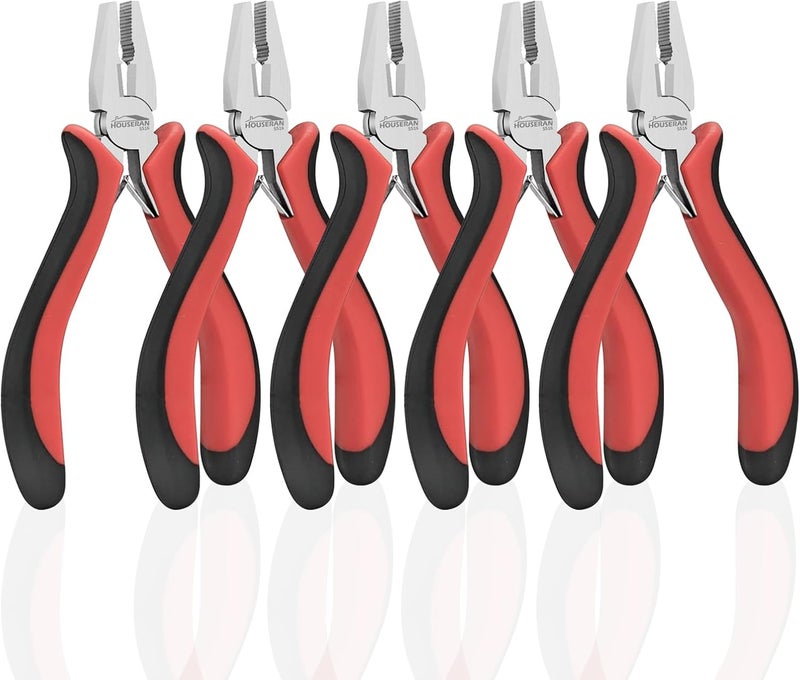 HOUSERAN Mini Linemans Pliers 5"-5 Pack Combination Plier with Side Cutter, Lineman Pliers Electrical for Jewelry Making, DIY, Craft, Model - Image 1